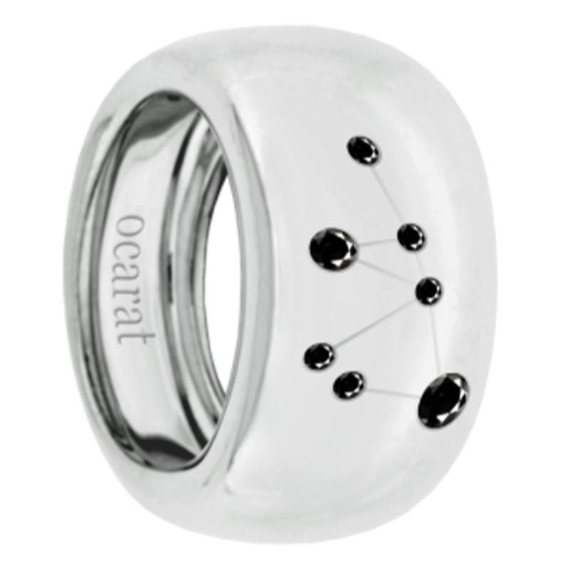 925 Silver & Black Diamond Capricorn Constellation Ring - Ocarat