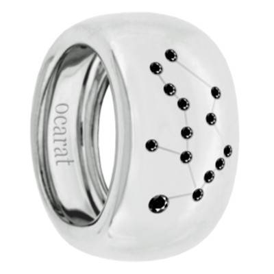 Bague Constellation du Verseau Diamants Noirs & Argent - Emanessence