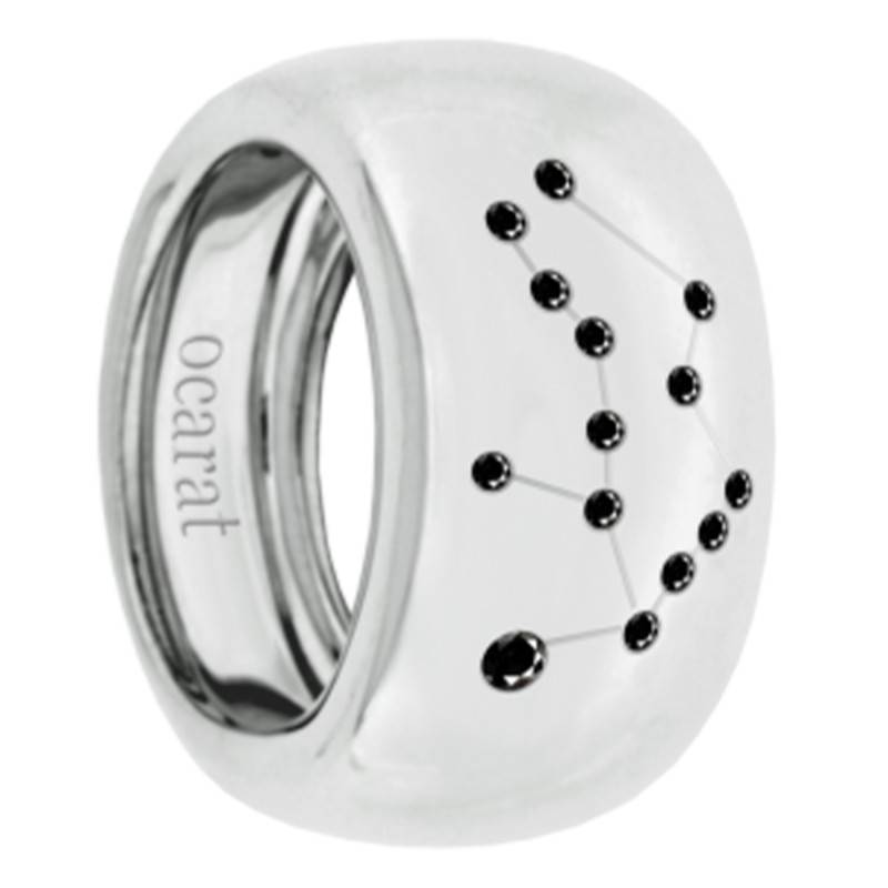 925 Silver & Black Diamond Aquarius Constellation Ring - Ocarat
