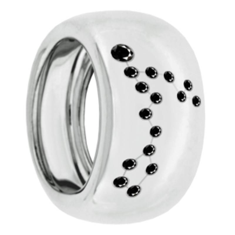925 Silver & Black Diamond Pisces Constellation Ring - Ocarat