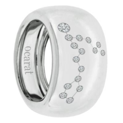 750/1000 White Gold & Diamond Pisces Constellation Ring - Ocarat
