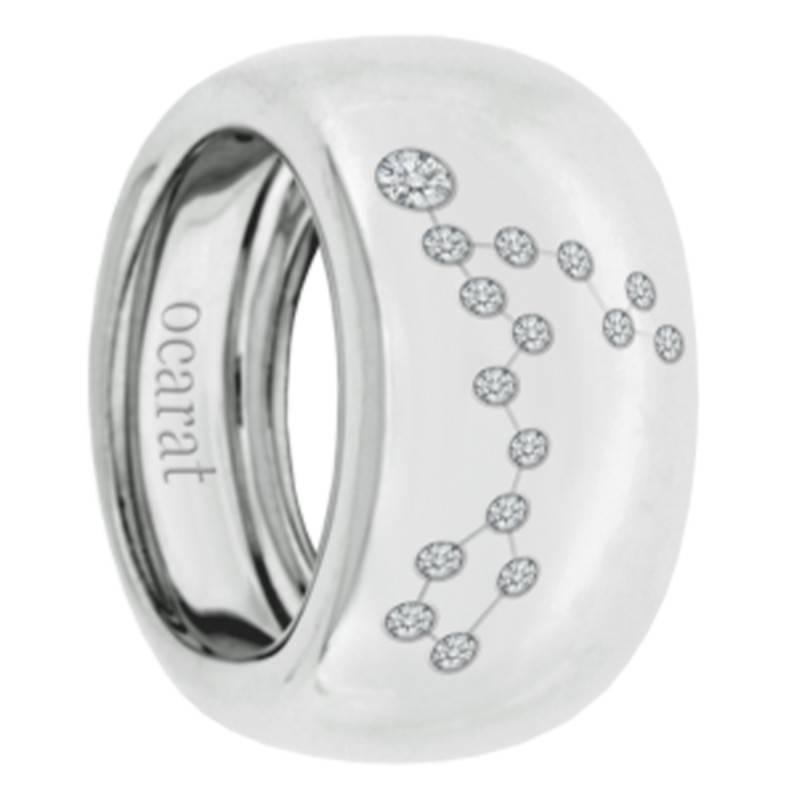 750/1000 White Gold & Diamond Pisces Constellation Ring - Ocarat