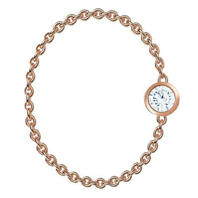 750 Rose Gold & 0,09ct G/VS1 Diamond Chain Ring - Ocarat