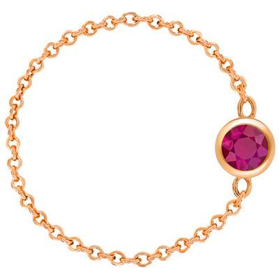 Rose Gold 750 & Ruby 0,25 ct Chain Ring - Ocarat
