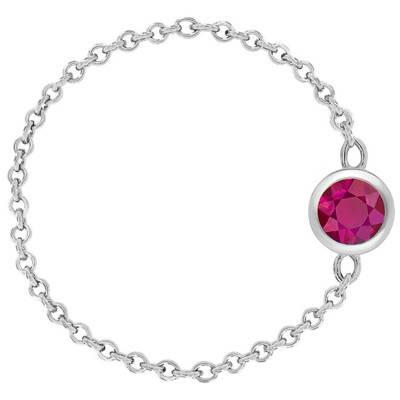 Bague Chaine Or Blanc 750, Rubis 0,25 ct - Ocarat