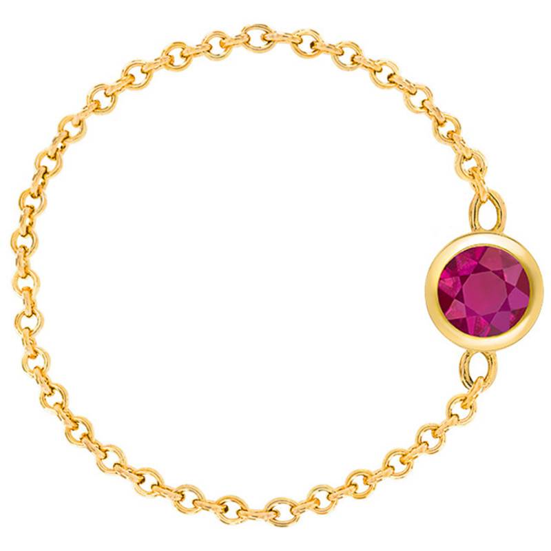 Cable Chain Ring, 750/1000 Yellow Gold & Ruby 0.25 ct - Ocarat