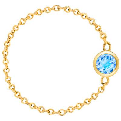 750/1000 Yellow Gold Cable Chain Ring & Topaz 0,25 ct - Ocarat