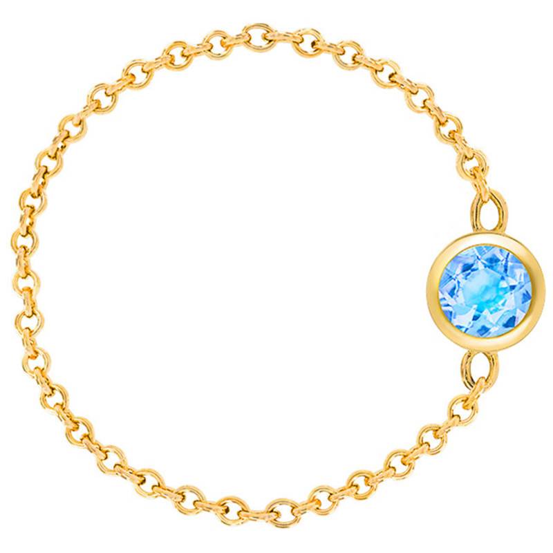 750/1000 Yellow Gold Cable Chain Ring & Topaz 0,25 ct - Ocarat