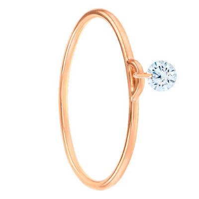 Bague diamant percé brillant F/VS2 Solo & Or Rose 750 - Ocarat
