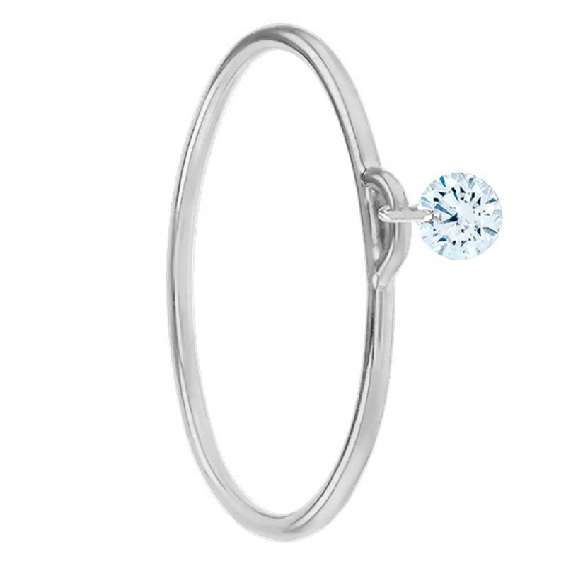 750/1000 White Gold & Drilled Brilliant F/VS2 Diamond Ring - Ocarat