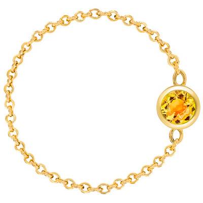 Bague chaine, Or Jaune 750 & citrine 0,25 ct - Ocarat
