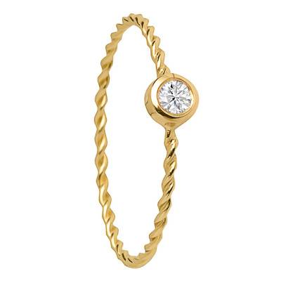 750/1000 Yellow Gold Twisted Diamond Ring - Ocarat