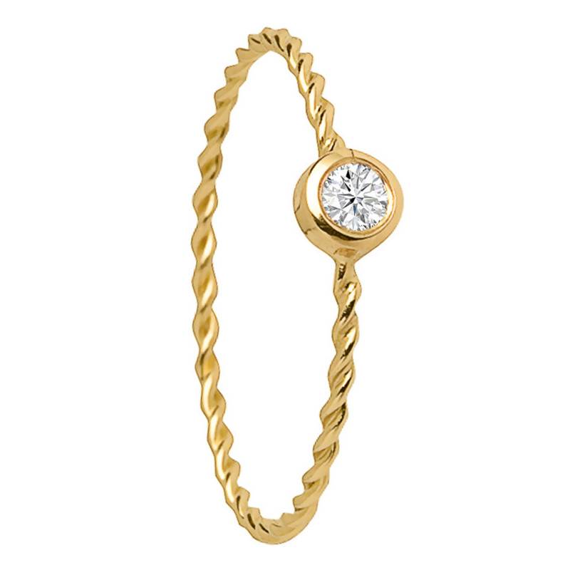 750/1000 Yellow Gold Twisted Diamond Ring - Ocarat