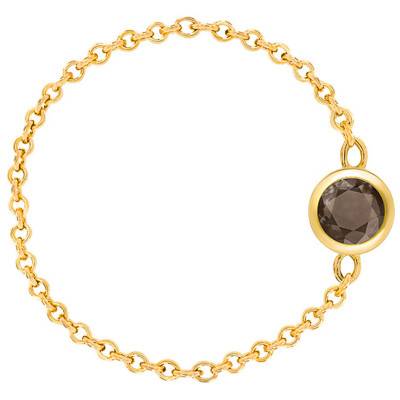 Bague Chainette, Or Jaune 750 & Quartz Fumé 0,25 ct - Ocarat
