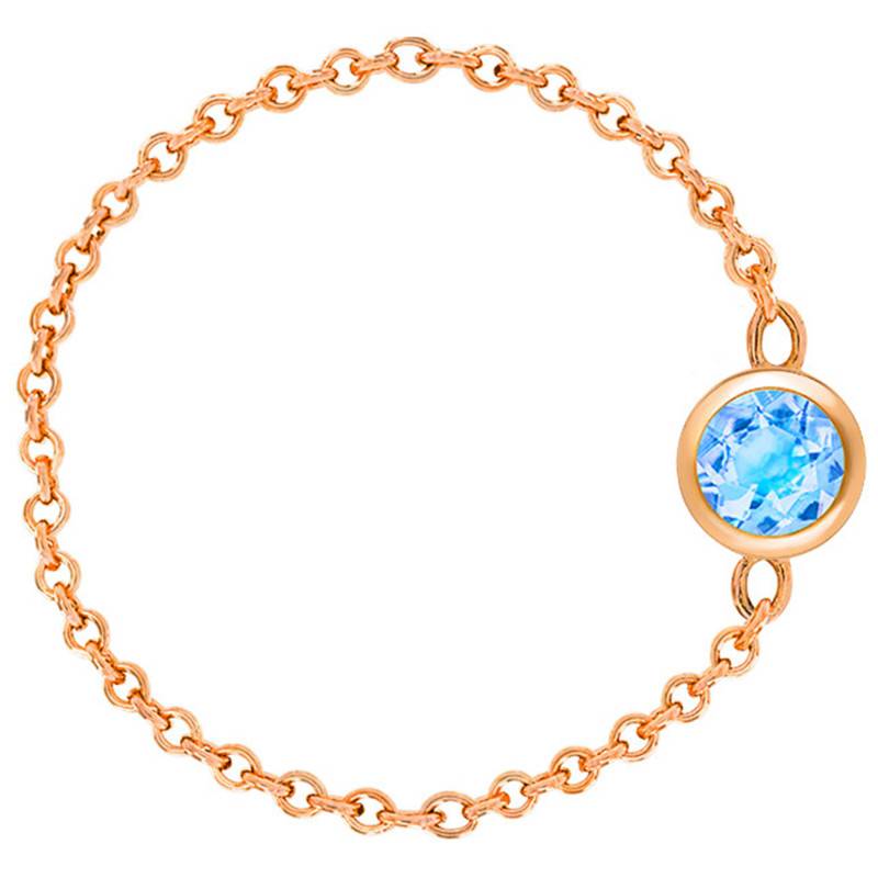 750/1000 Rose Gold Cable Chain Ring & Topaz 0,25 ct - Ocarat
