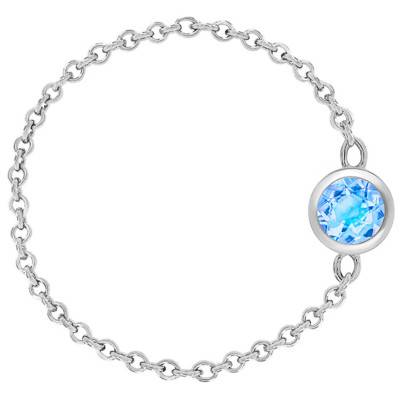 Bague Chainette, Or Blanc 750 & Topaze 0,25 ct - Ocarat