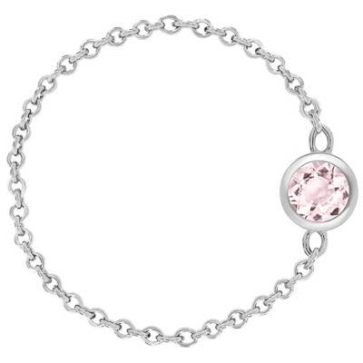Bague Chaine, Or Blanc 750 & Quartz Rose 0,25 ct - Ocarat