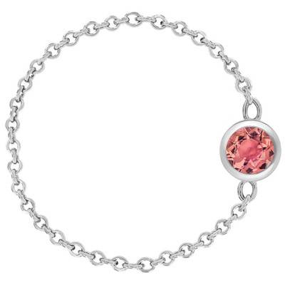 Bague Chaine, Or Blanc 750 & Tourmaline Rose 0,25 ct - Ocarat