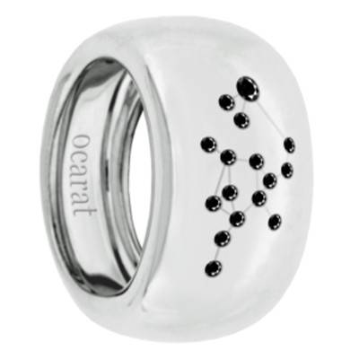 Bague Constellation du Sagittaire Diamants Noirs & Argent - Emanessence