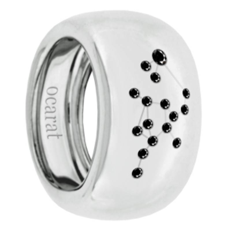 925 Silver & Black Diamond Sagittarius Constellation Ring - Ocarat
