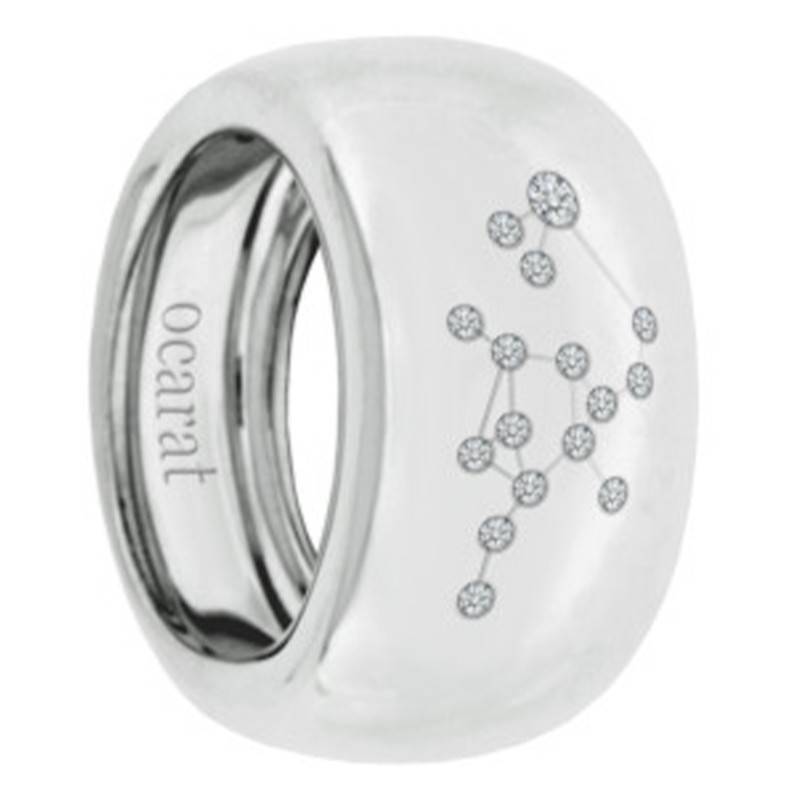 750/1000 White Gold & Diamond Sagittarius Constellation Ring - Ocarat