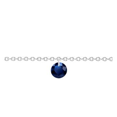 750/1000 White Gold & Drilled 4 mm Sapphire Bracelet, 1 mm Width, Length 14 cm to 17 cm - Ocarat