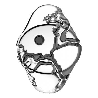 925 Silver & Black Spinels Cosmopolitan Signet Ring - EXA171 - Zancan
