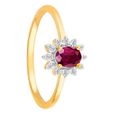 Bague Or Jaune 375, Rubis 0,45 ct, Diamants 0,08 ct - Orphée