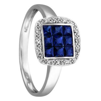 Bague Hygie Or Blanc 750, Saphirs 0,65 ct, Diamants 0,068 ct - Joelli