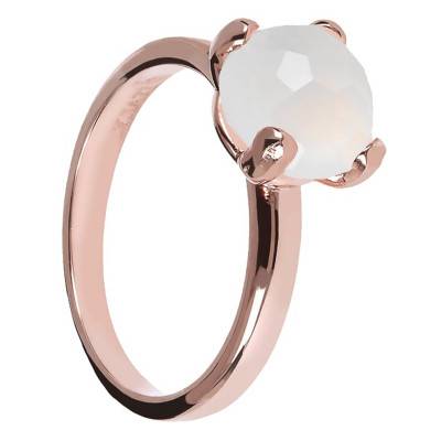 Félicia Faceted Briole White Chalcedony Ring - Size 50 - Bronzallure