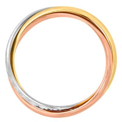 Alliance Demi-Jonc 3 Anneaux en 3 Ors 750, Largeur 2,50 mm - Ponce