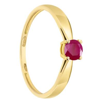 Bague Solitaire Or Jaune 750, Rubis 0,30 ct - Demetra