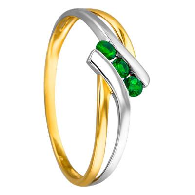 750 Two-Tone Gold Emeralds 0.15 ct Engagement Ring - Joelli