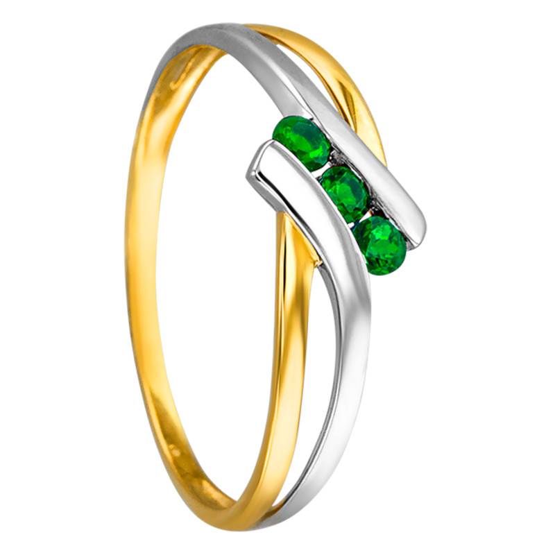 750 Two-Tone Gold Emeralds 0.15 ct Engagement Ring - Joelli