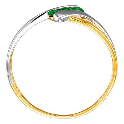 750 Two-Tone Gold Emeralds 0.15 ct Engagement Ring - Joelli