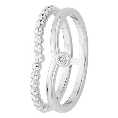 Bague Indécise Double Argent et Diamant - La Garçonne Diamant