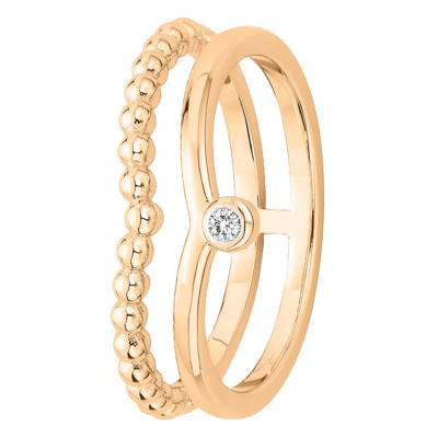 Bague Indécise Double Plaqué Or et Diamant - La Garçonne Diamant
