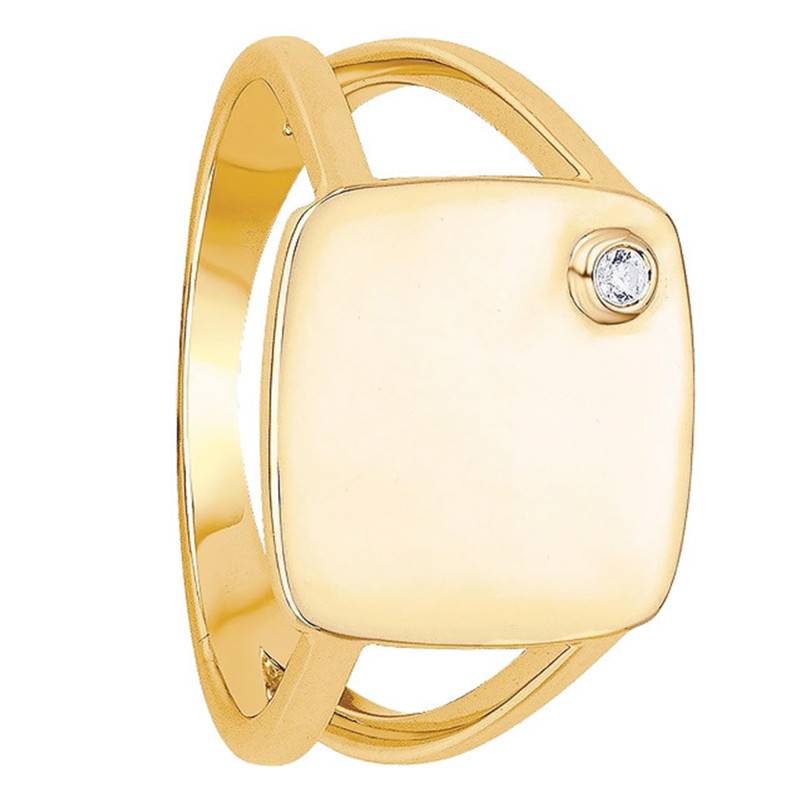 Yellow 18K Gold-Plated & Diamond "Insolite" Ring - La Garçonne Diamant