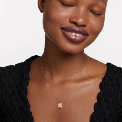 Collier Zodiaque Octogonal Gémeaux en Argent Plaqué Or & Zircons Blancs, Longueur 40 à 50 cm - Pdpaola