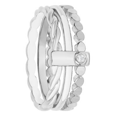 Bague Mini Addict Triple Argent et Diamant - La Garçonne Diamant