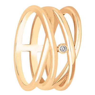 Yellow 18K Gold-Plated & Diamond "Harmonie Infinie" Ring - La Garçonne Diamant