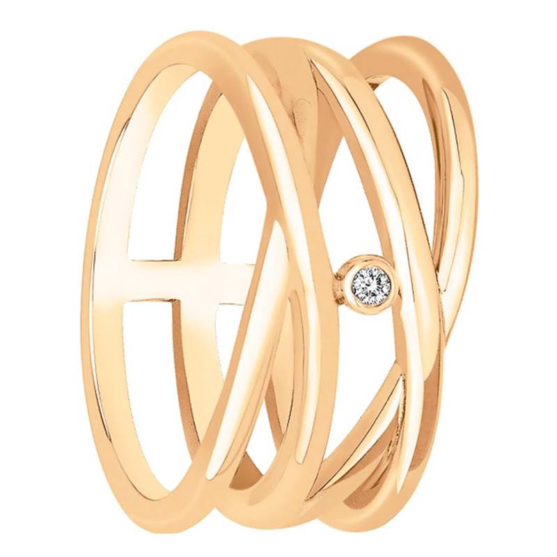 Yellow 18K Gold-Plated & Diamond "Harmonie Infinie" Ring - La Garçonne Diamant