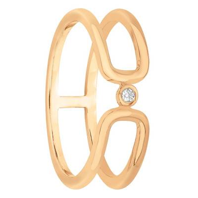 Yellow 18K Gold-Plated & Diamond "Harmonie" Ring - La Garçonne Diamant
