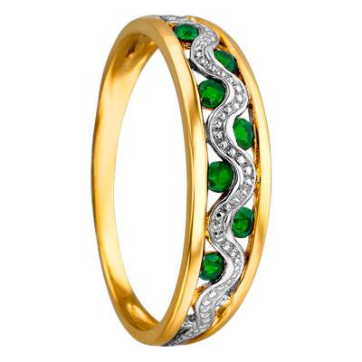 750/1000 Two-Tone Gold Anchise Ring & Emeralds 0.217 ct - Joelli