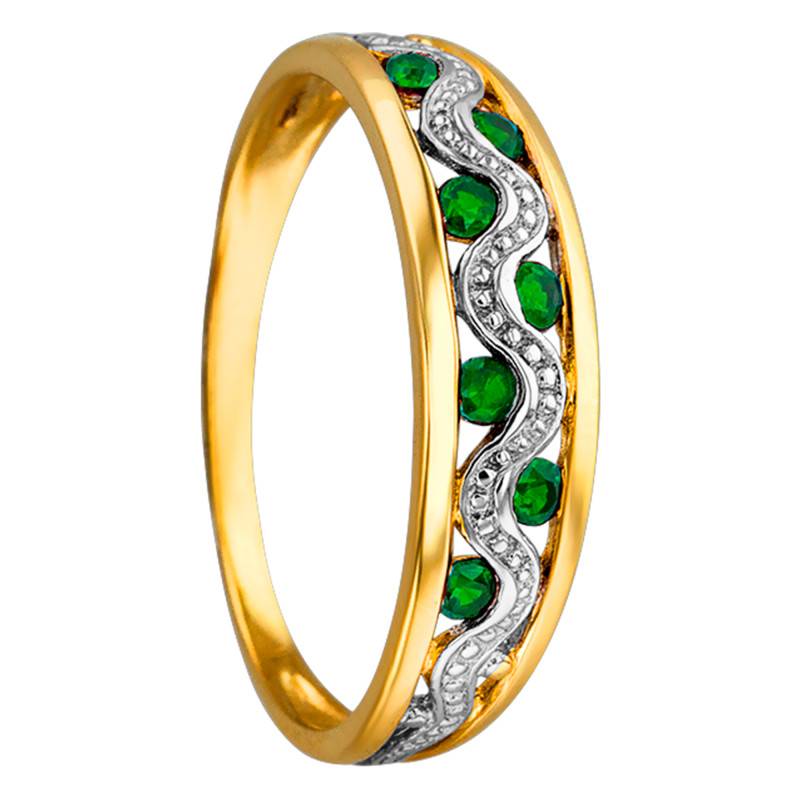 750/1000 Two-Tone Gold Anchise Ring & Emeralds 0.217 ct - Joelli