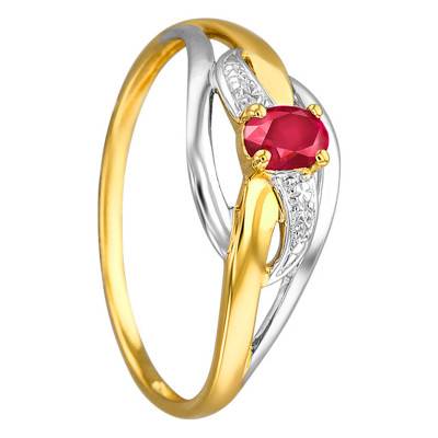 750/1000 Two-Tone Gold Ruby 0.226 ct Solitaire Ring - Joelli