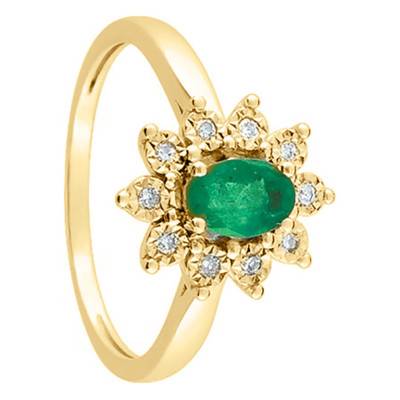Bague Péitho Or Jaune 750, Emeraude 0,45 ct, Diamants 0,06 ct - Joelli