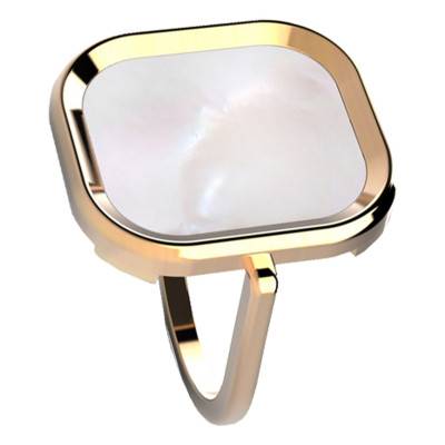 Yellow Gold-Plated Mother-of-Pearl Mykonos Ring - Skalli
