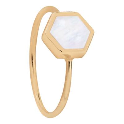 Yellow Gold-Plated Mother-of-Pearl Honey Ring - Skalli