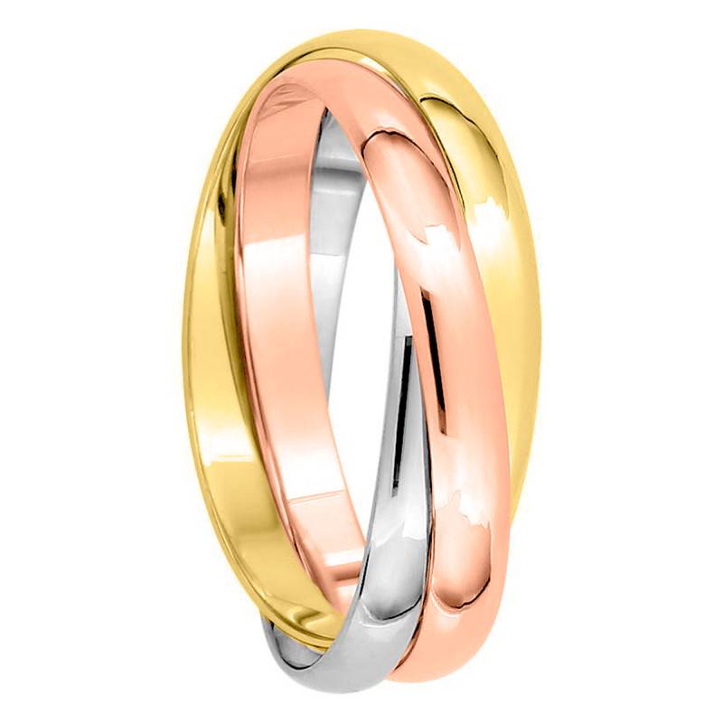 750 Tri-Gold Lightweight Half-Shank Wedding Ring, Width 3.50 mm - Amore
